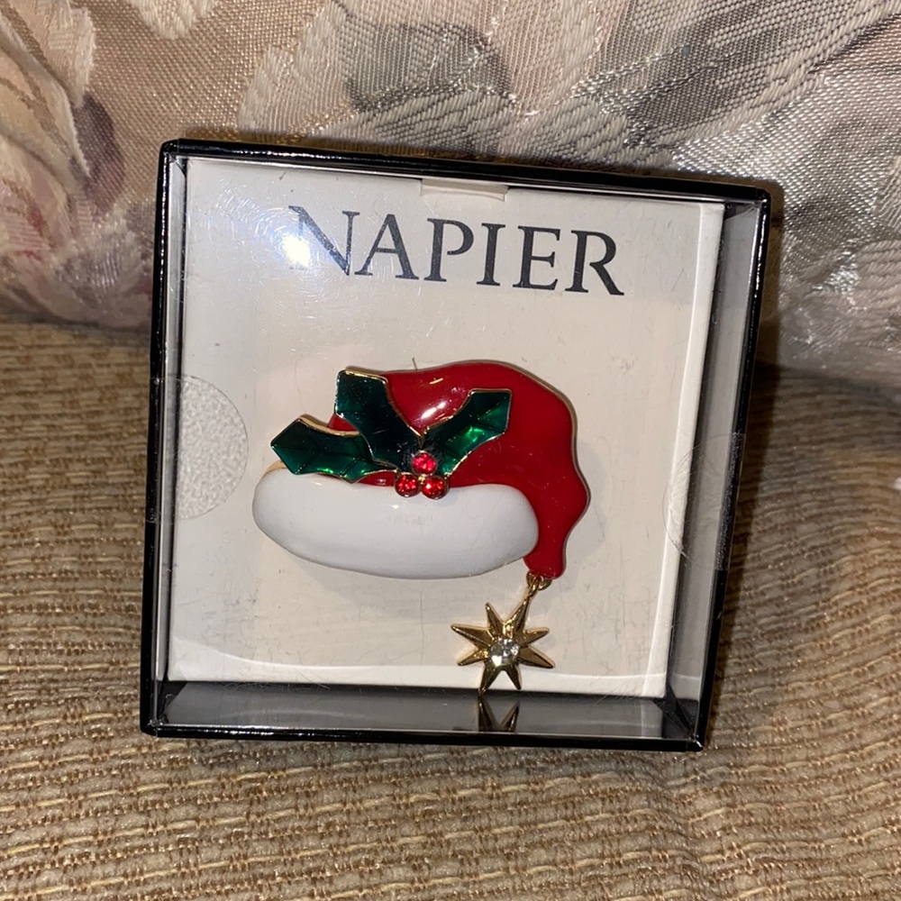 🧑‍🎄 NWT NAPIER Santa’s Hat Brooch Pin